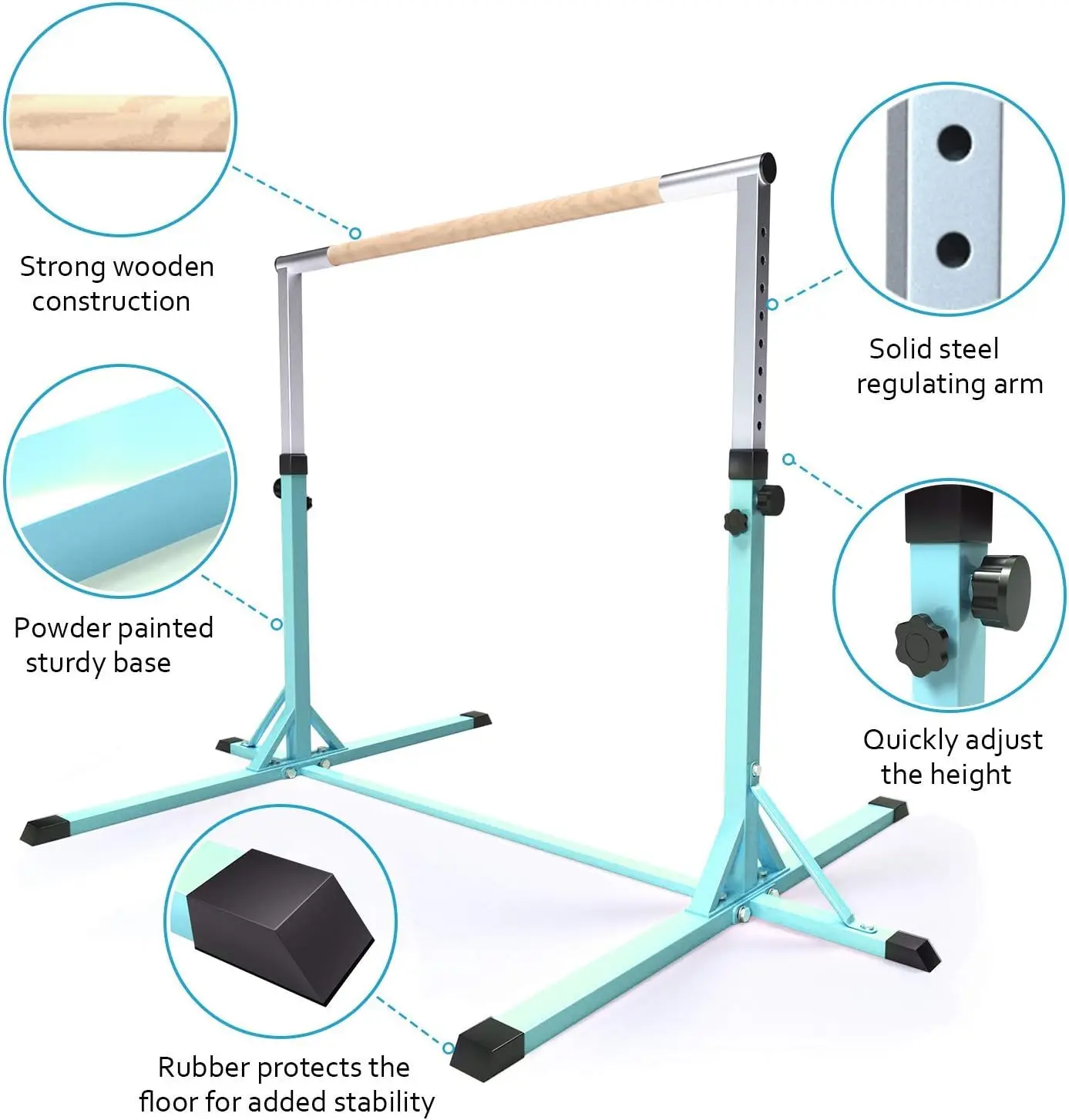 Top Selling Professional Gymnastics Horizontal Bars Portable and Adjustable Height Foldable Metal Design for Home Use