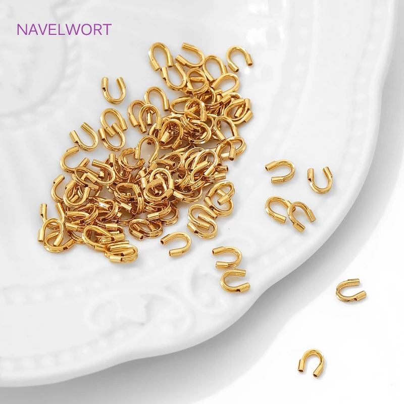 50/100 قطعة 18K مطلية بالذهب سلك نحاسي الحرس الحرس حماة الحلقات U شكل المشابك موصل ، DIY بها بنفسك صنع المجوهرات اكسسوارات #4