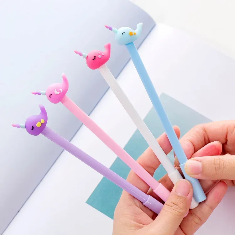 36Pcs Wholesale One-horned Whale Creative Cute Cartoon Gender-neutral Pen, Student Novelty Stationery, School Supplies