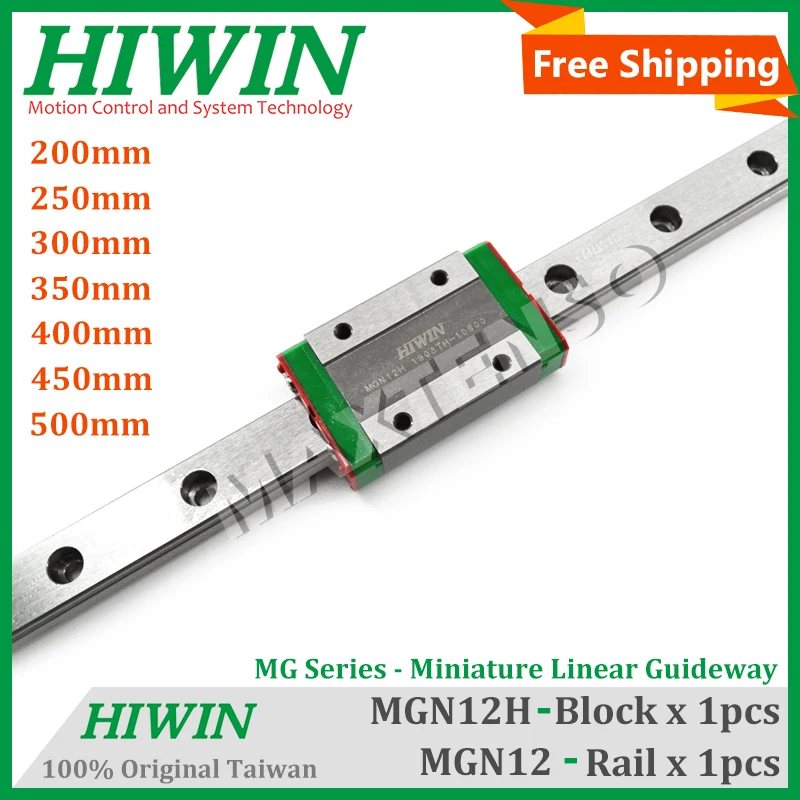 

Original HIWIN MGN12H Alloy Steel Slide Block 12mm MGN12 Linear Guide Rail 300mm 350mm 400mm 450mm 3D Printer CNC Carriage High