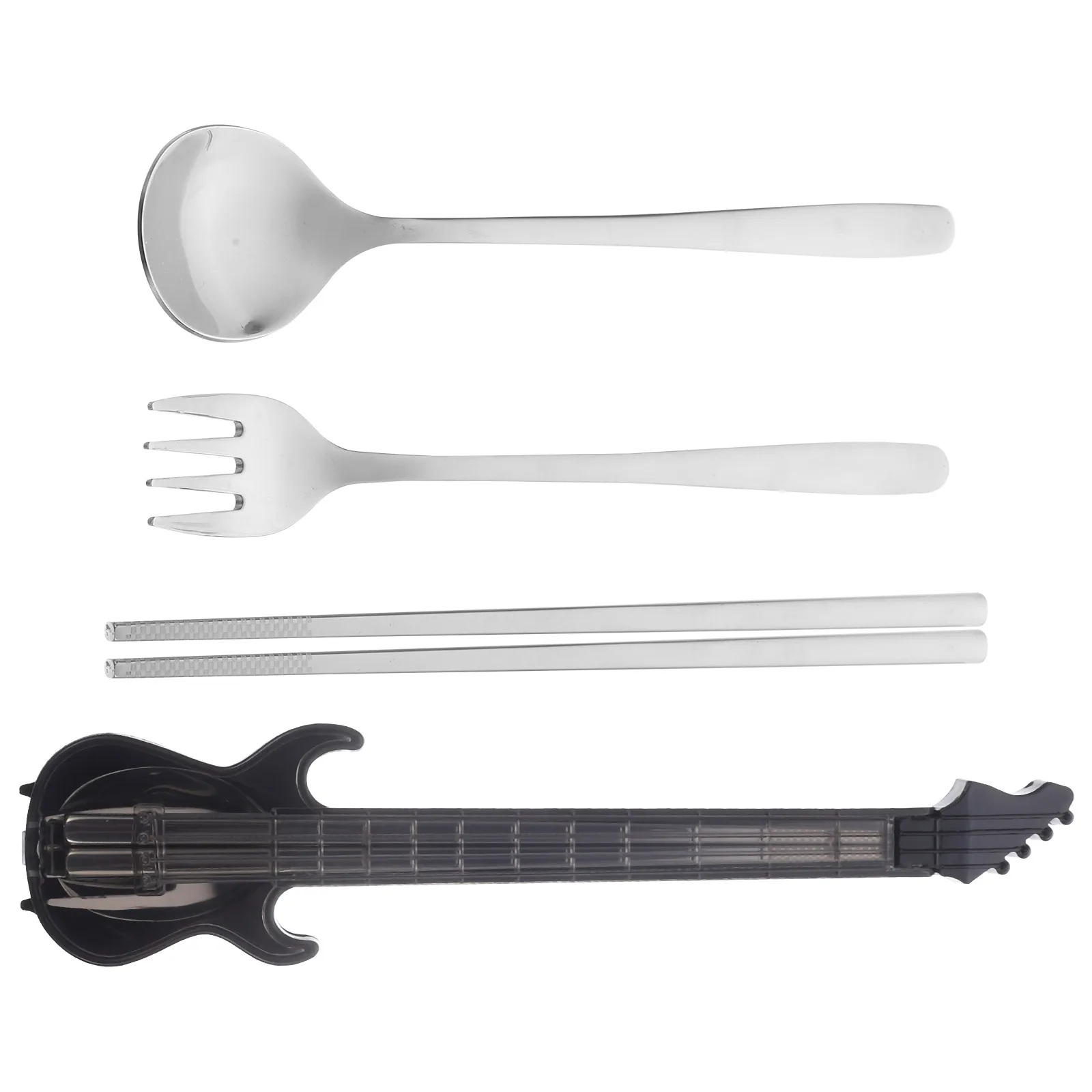 

Stainless Steel Cutlery Set Silverware Reusable Utensils Travel with Case Spoon Kit