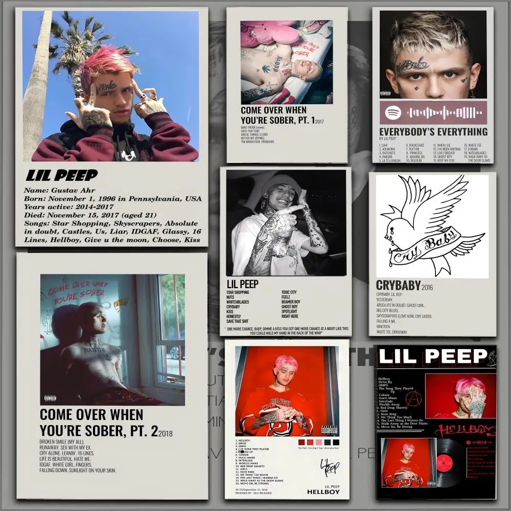 

Hot Rapper L-lil Peep Poster Premium Aesthetic Waterproof Poster for Living Room Home Decoration Modern Wall Art Sticker