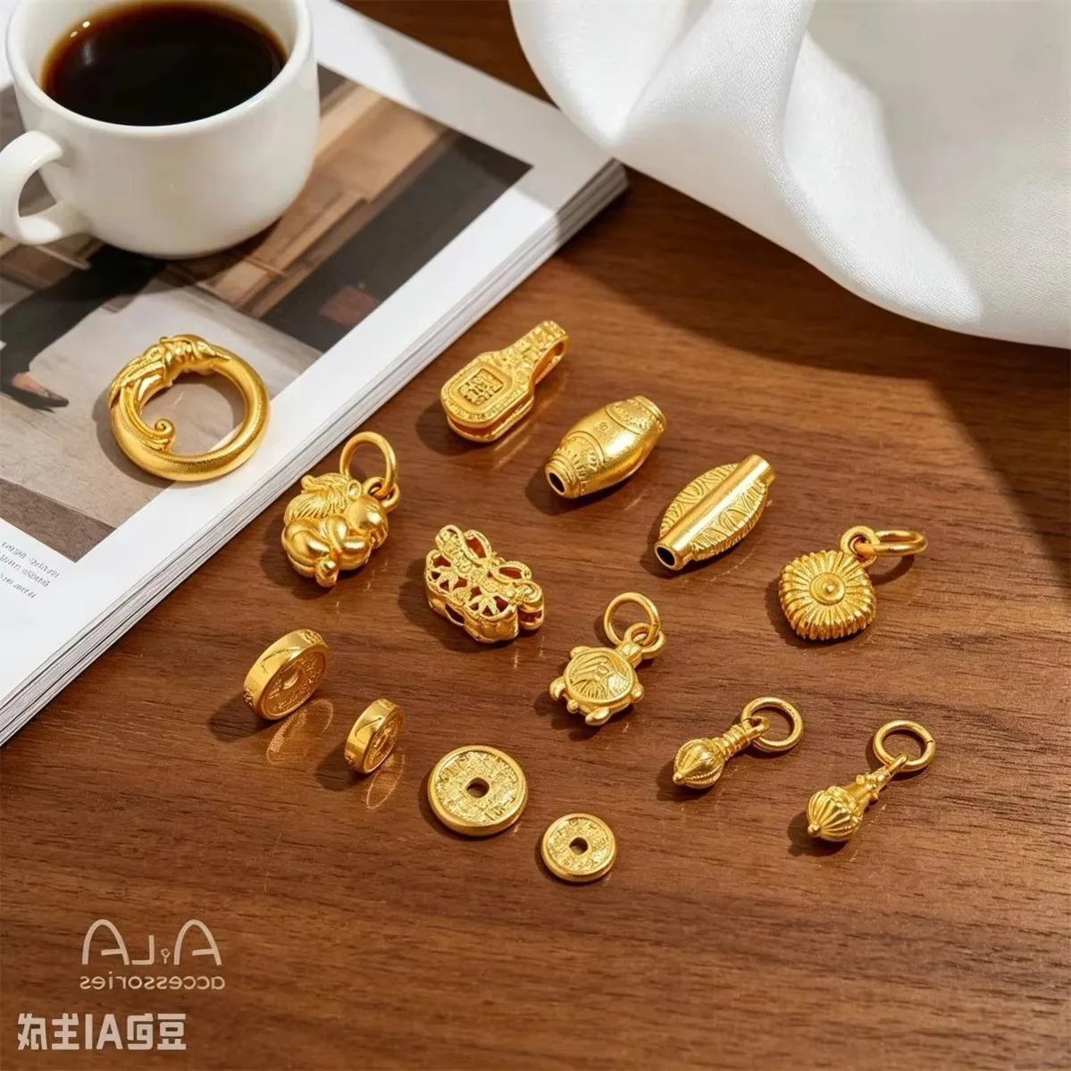 Brass Polished Vietnamese Sand Gold Hollow Butterfly Turtle Wenchang Pen Tube Spacer Charms DIY Bracelet Necklace Findings 1Pcs