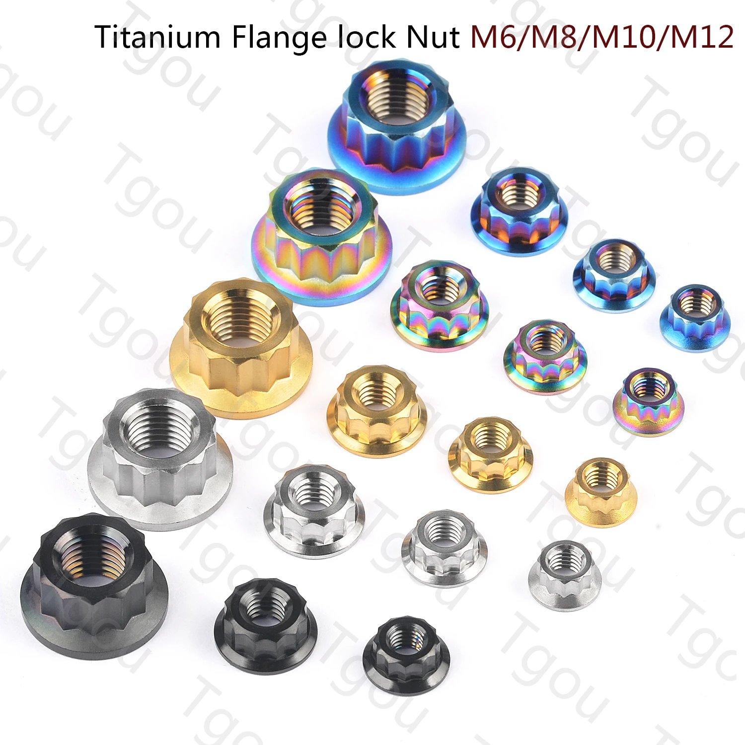 

Tgou Titanium Nut M5/M10 Bi Hex Flange 12 Point Nuts for Motorcycle Retrofit