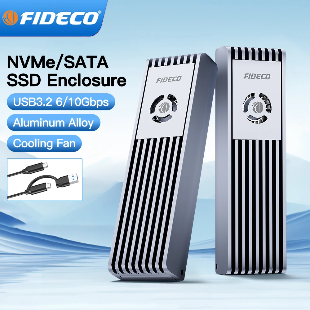 fideco-m2-nvme-sata-ssdエンクロージャー-アルミ製-m2-nvme-to-usbアダプター-冷却ファン付き-uasp対応-工具不要設置