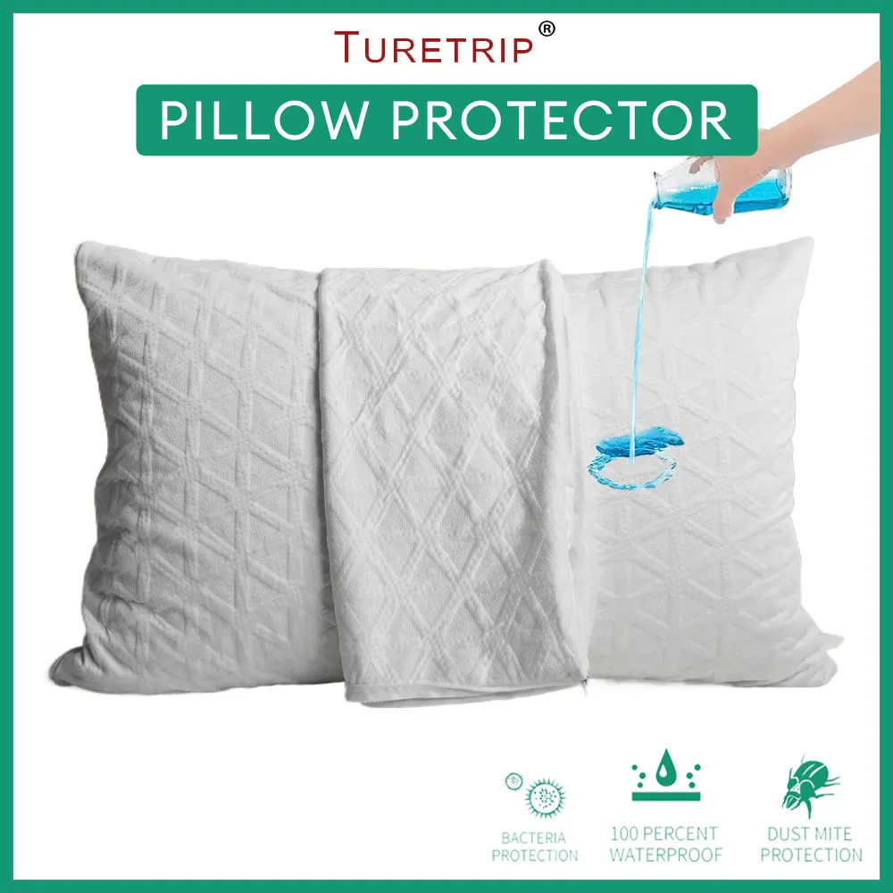 Bamboo Pillow Cover Waterproof Zipper Pillow Protector 48x74cm Bedbug Proof Hotel Home Bed Pillowcases