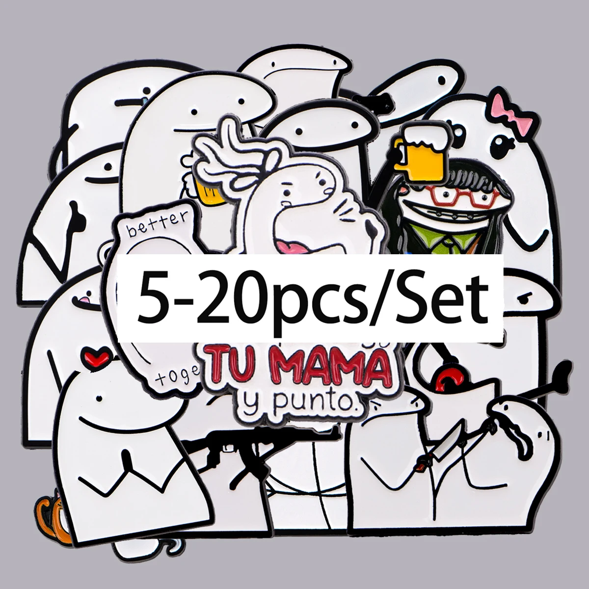 5-20pcs/Set Funny Spanish Flork Meme Random Mix Wholesale Cartoon Quote Enamel Pins Brooches Badges Collection Gifts Accessories