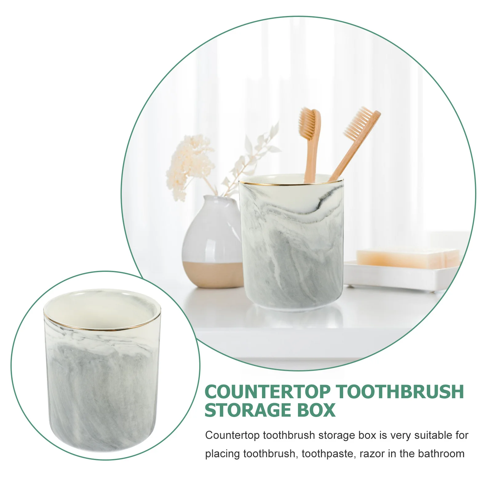 

Marbling Ceramic Pen Organizer Large Capacity Decorative Brush Holder Multi-Function Makeup Holder Home Desktop Accessory