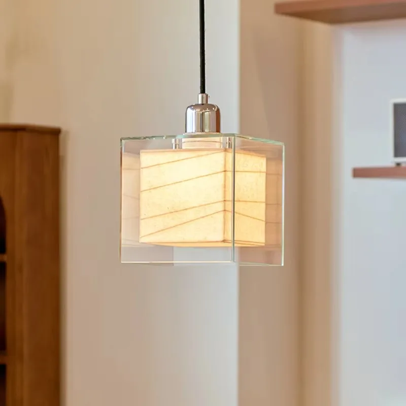 Modern Luxury Square Pendant Lamp Wabi Sabi Interior Decoration For Bedroom Dining Table High Quality Glass Lantern Lights