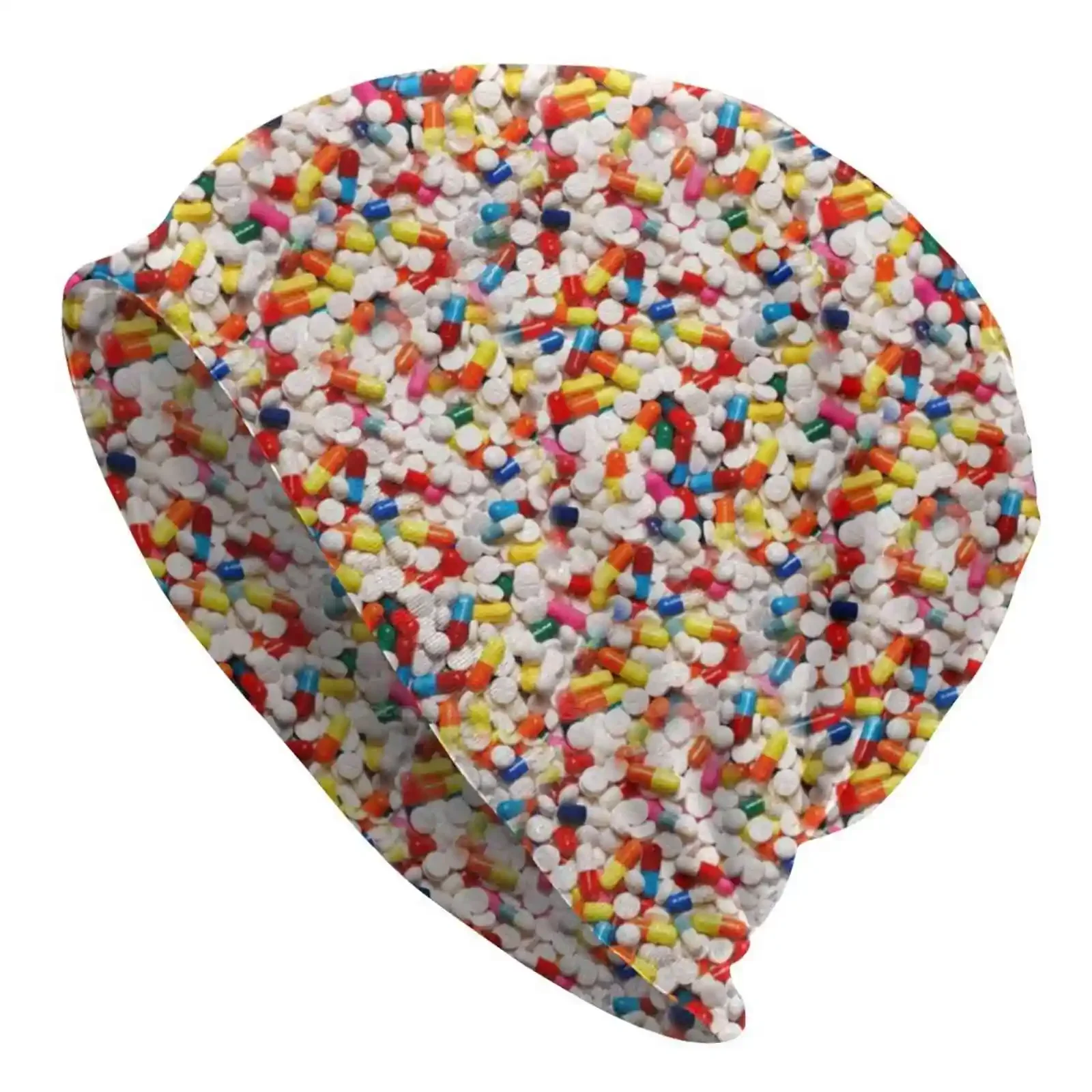 Pill Pattern Knitted Hat Warm Beanie Outdoor Caps Pills Medicine Hipster Stoner Cool Colorful Pattern Doctors Nurses Nursing