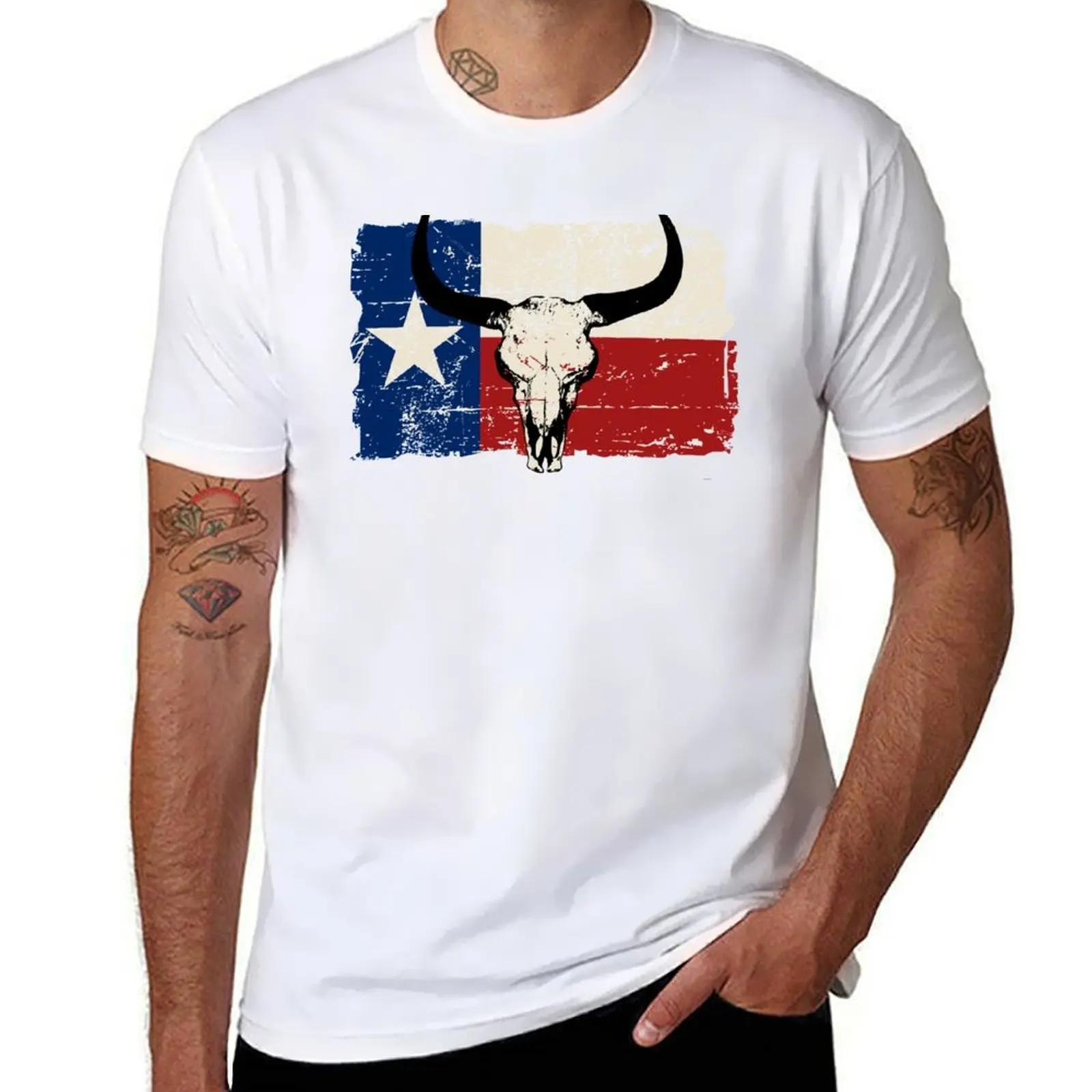 

shirts t Bull shirts shirt graphic State Vintage man Texas for T-Shirt man Skull - t Flag pack Look graphic cotton t U.S.
