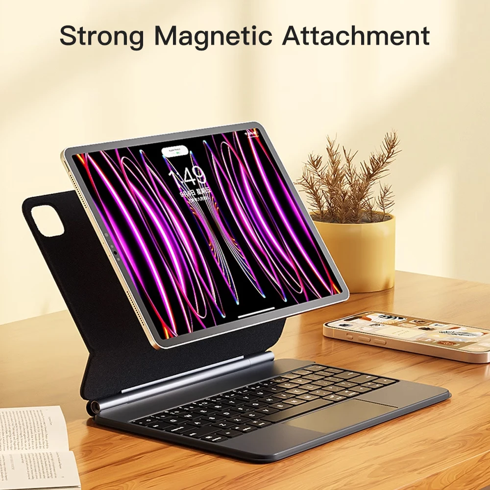 2026 New Magic Keyboard for iPad 10th Gen 11th A16 Pro 11 12.9 13 Air 11 Air 6 5 4 10.9 Wireless Keyboard with Trackpad Backlit