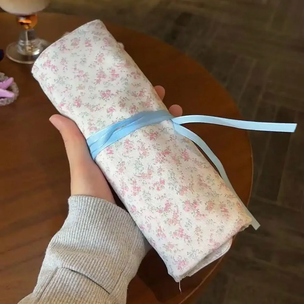 

Floral Pattern Makeup Brush Bag Pink Eyebrow Pencil Box Cosmetic Storage Bag Beauty Tool Large Capacity Makeup Brush Organizer