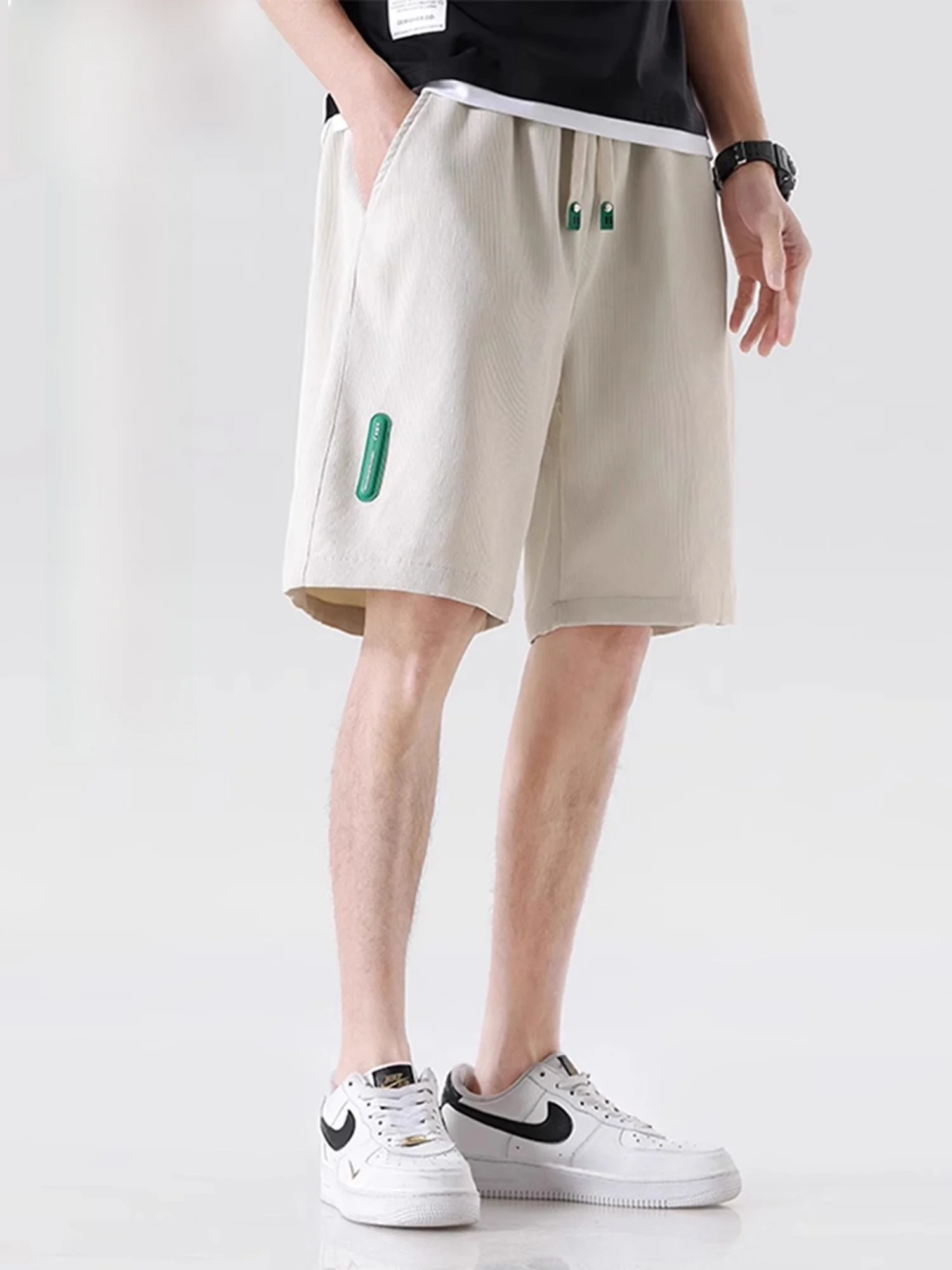 

Ice Silk Casual orts Men's Summer New American Trend Loose Straight Leg Sports Five-Quarter Pants Breathable Comfortable