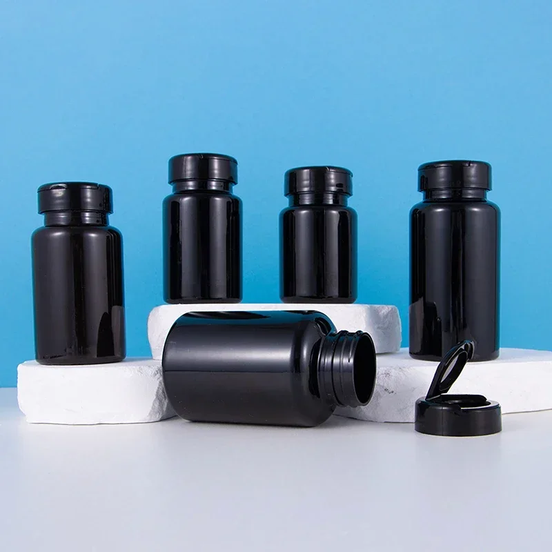 80/120/150/175ml Health Black Light Proof Empty Medicine Capsule Powder Packet Plastic Jars Tiny Bottles Storage Mini Container