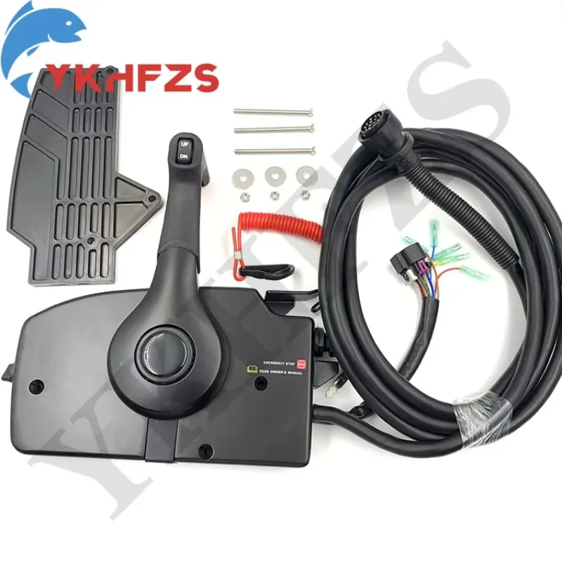 

Outboard Engine Remote Throttle Control Box For Mercury Side Mount Power Trim 14PIN 15FT Cable 881170A13