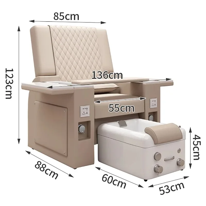 Luxury Manicure Chair without Tube Foot Massage Chair Can Back Powerful Pump Pedicure Chair Nail Beauty Salon