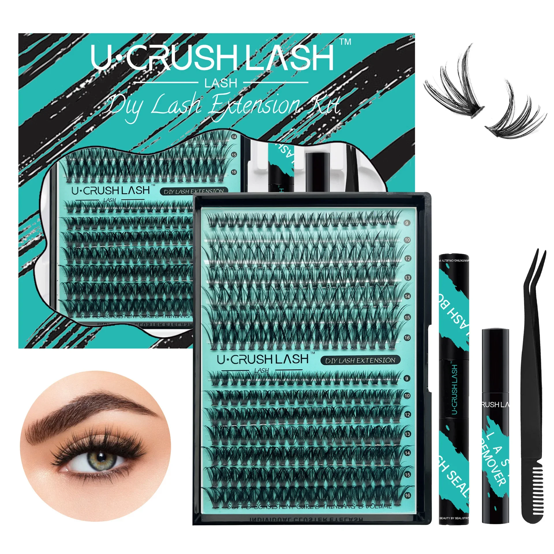 【Popularny wybór】 Pudełko Duża pojemność 280 klastrów książek do rzęs, D-Roll, kleju i zmywacza do rzęs, naturalne, grube, odpowiednie dla