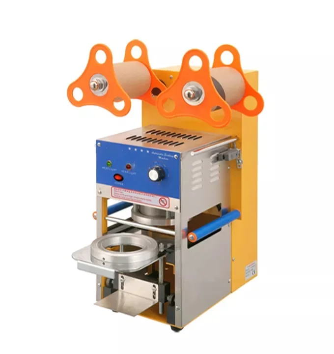 Factory Price 90/95mm Plastic Cup Sealing Machine 300~500cups/h Automatic Cup Sealing Machine