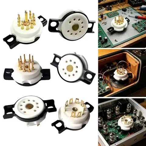 1Pcs 95 Ceramic Base 9Pin Tube Socket Gold Plated Beryllium Copper Hifi Tube AMP Socket DIY Octal Tube Socket
