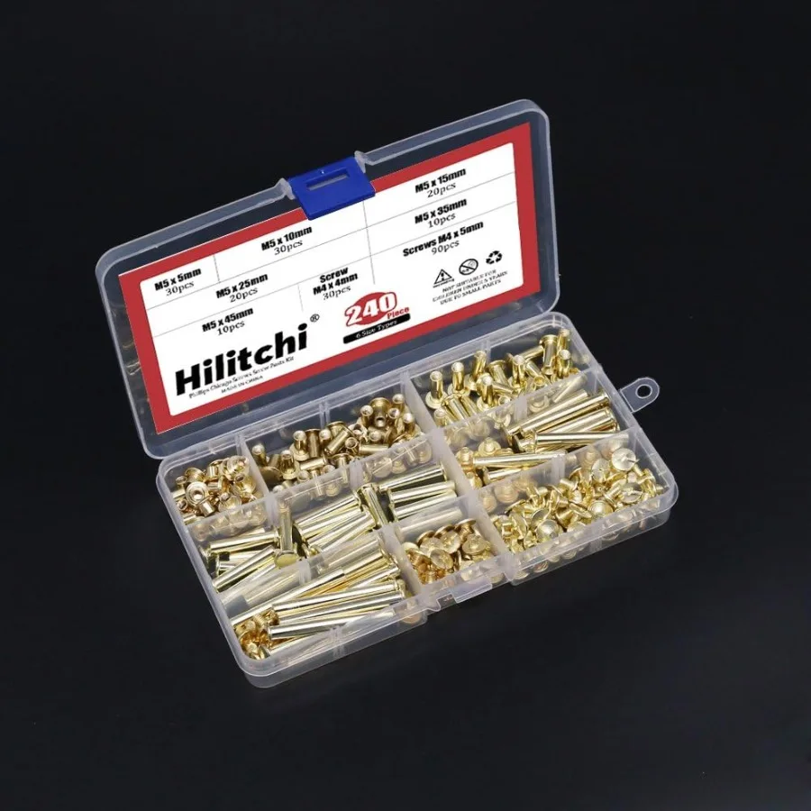 120 مجموعات M5 x 5 10 15 25 35 45 النحاس مطلي فيليبس شيكاغو المسمار المشاركات ملزمة مسامير مجموعة متنوعة لألبوم صور القصاصات