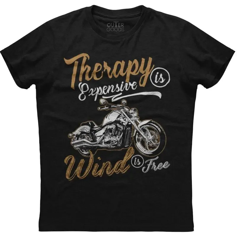 Therapy Is Expensive Wind Free Biker Mens  Cotton Black T shirt