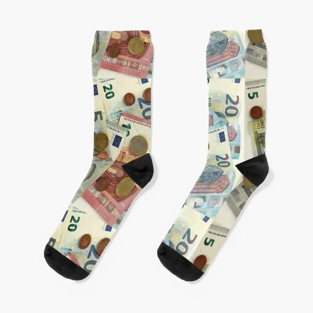 Euro Banknotes and Coins Socks professional running Stockings compression winter Ladies Socks Men's