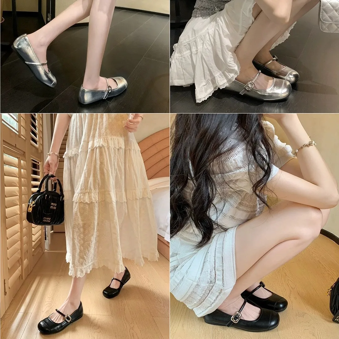 Buckle Casual Woman Shoe Soft Clogs Platform Increas Height Female Footwear Round Toe Ballet Flats Creepers Dress Ballerinas Fre