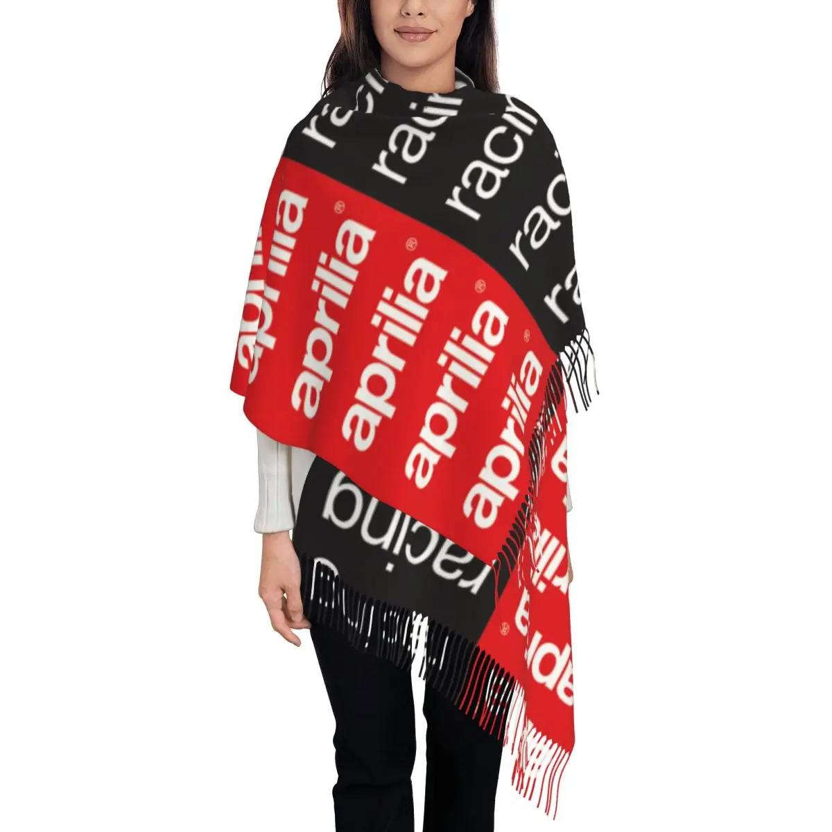 Aprilia Racing Channel  Scarf Tassel Scarves Women Soft Warm Shawls and Wraps Large Fall Winter Shawl Wrap