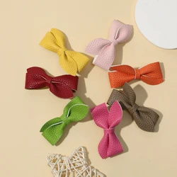 Pinzas para el pelo con lazo liso para niña, horquillas de cuero, pasadores completamente forrados, accesorios para el cabello de Boutique, accesorios para fotos