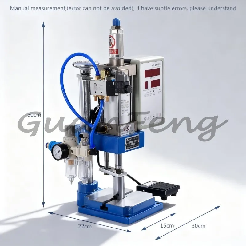 Small adjustable foot-pedal pneumatic press DT-63, pneumatic punching and embossing machine 110V/220V
