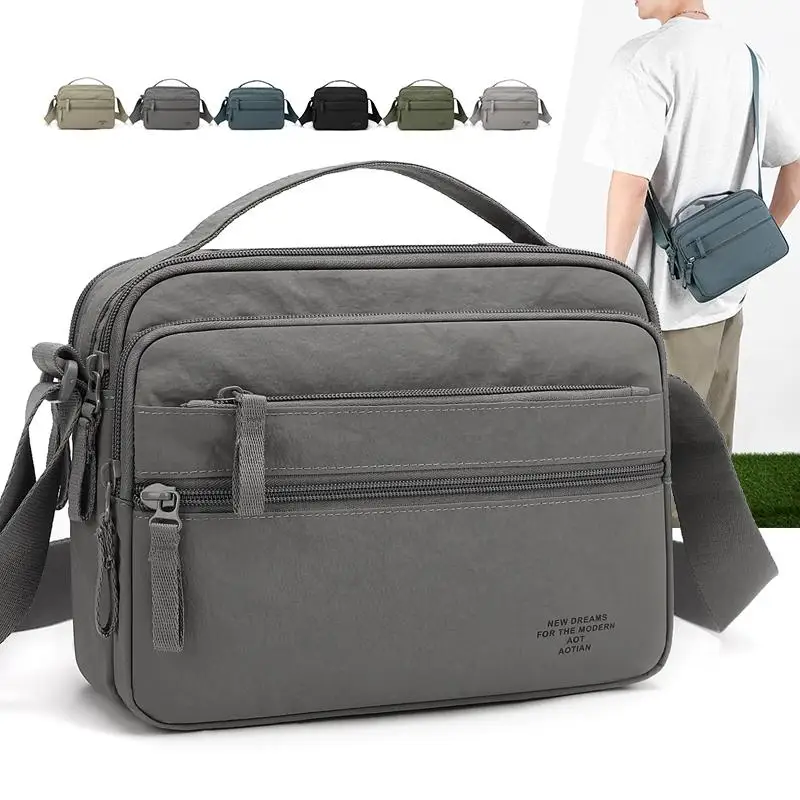 Men's Lightweight Oxford Cloth Crossbody Bag - Multi-Layered Durable Sling for Daily Commute And Travel - Shoulder Chest Bag
