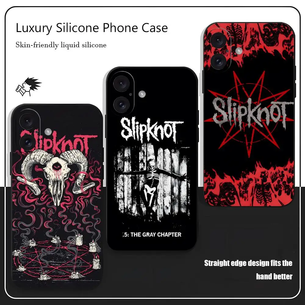 S-Slipknot Popular Band Phone Case For iPhone 16 15 14 13 12 11 X XR XS 8 Plus Mini Pro Max Soft black Shockproof Cover