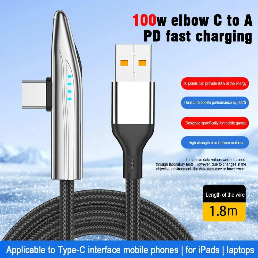 كابل USB-C إلى USB-C بقدرة 240 وات من النوع C، سلك شحن سريع، يتم إيقاف التشغيل تلقائيًا عند مشحونة بالكامل