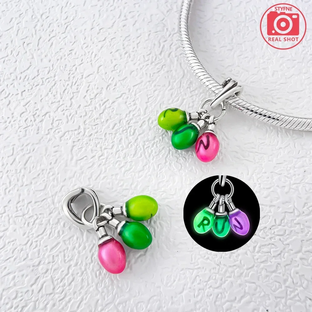 925 Sterling Silver Glow-in-the-dark Run Dangle Charm Fit Original Bracelet Beaded Diyfor Women's High-end Jewelry Simple Gift