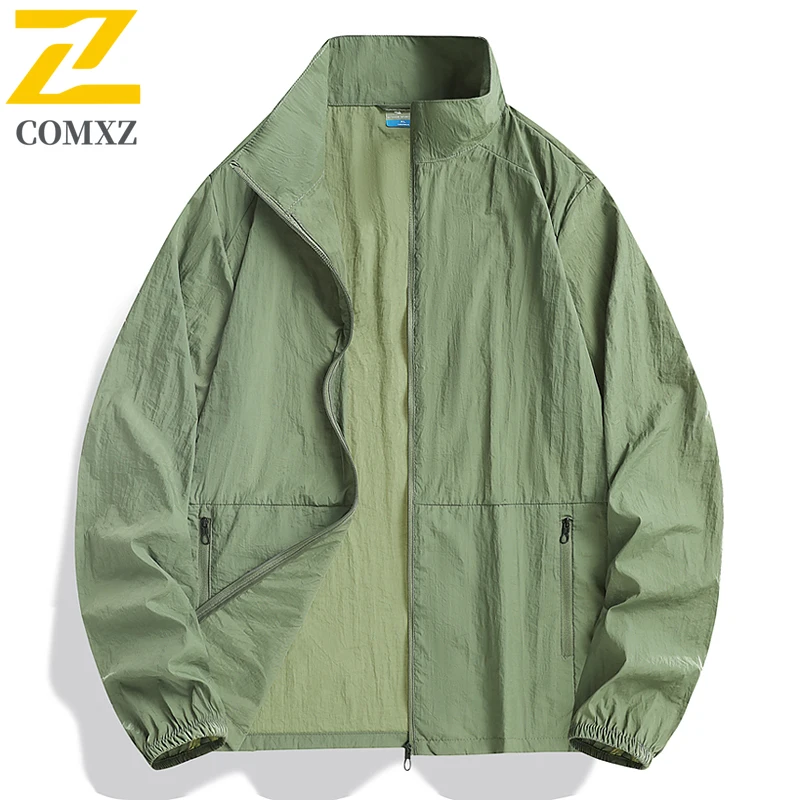 

Summer Waterproof Casual Jacket Men's Fishing Bike Zipper Pocket Gym Running Windbreaker Outdoor Sunscreen Thin Jacket Clothing