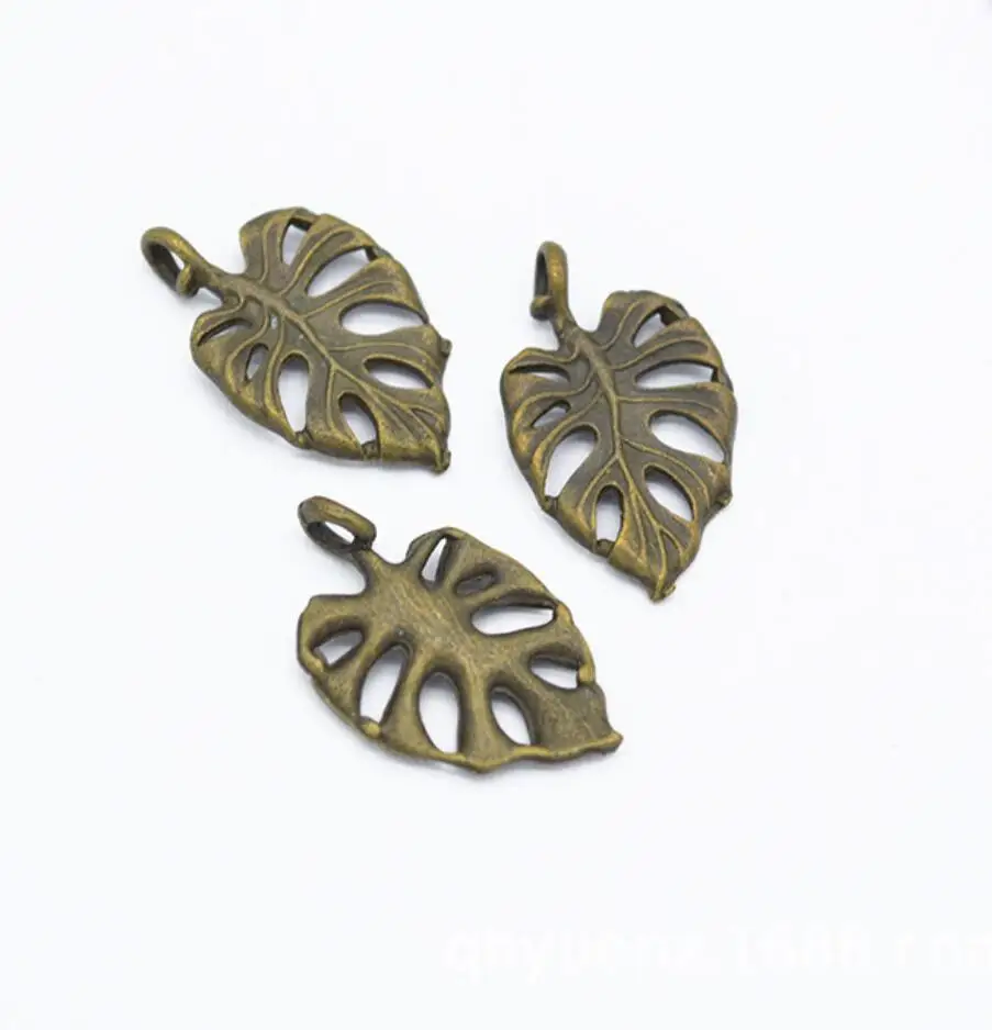 100pcs Charms Tree Leaf 21x13mm Tibetan Silver Color Pendants Antique Jewelry Making DIY Handmade Craft F0323