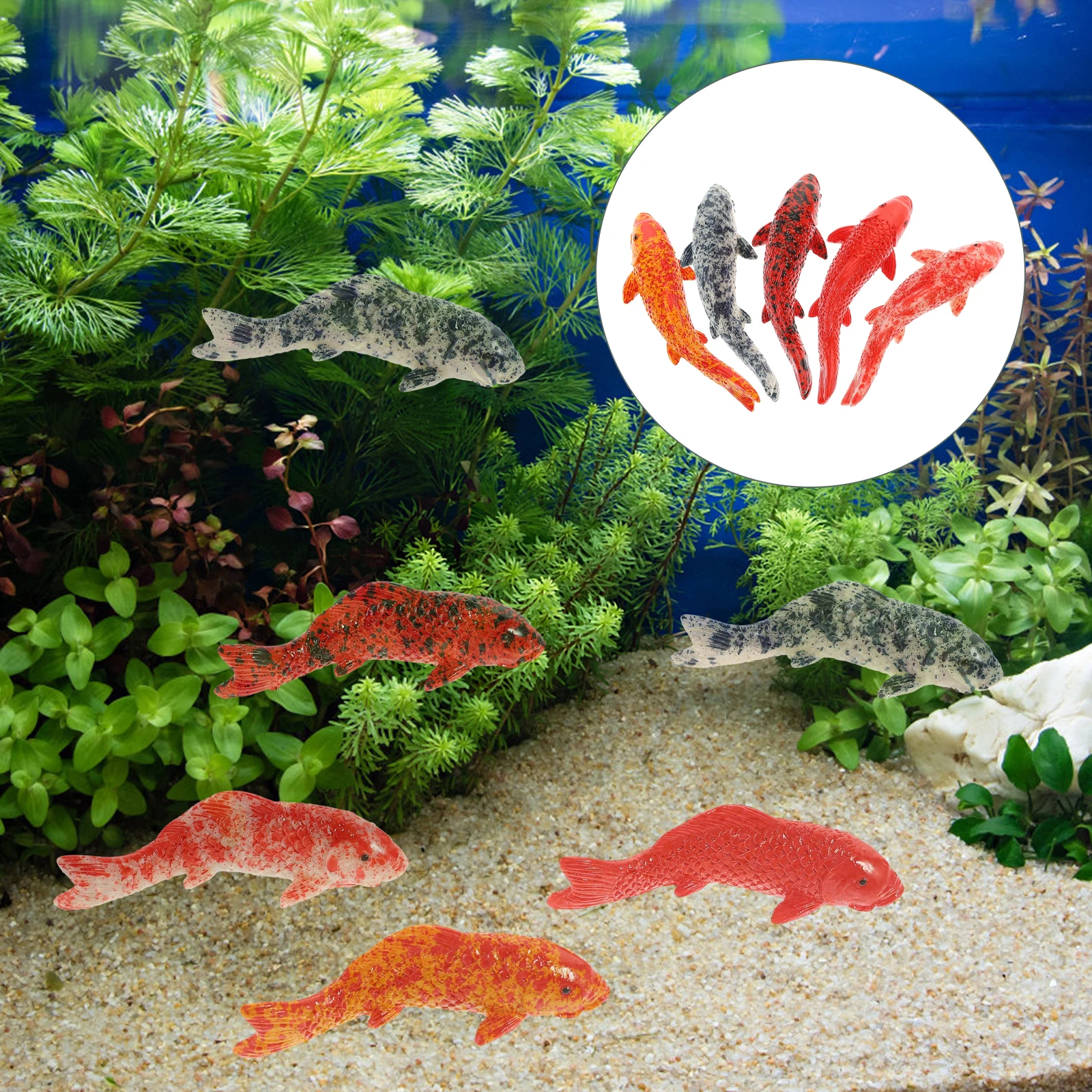 

20pcs Koi Decorations Realistic Resin Floating Fish Tank Supplies Miniature Toy Aquarium Home Office Glass Terrarium