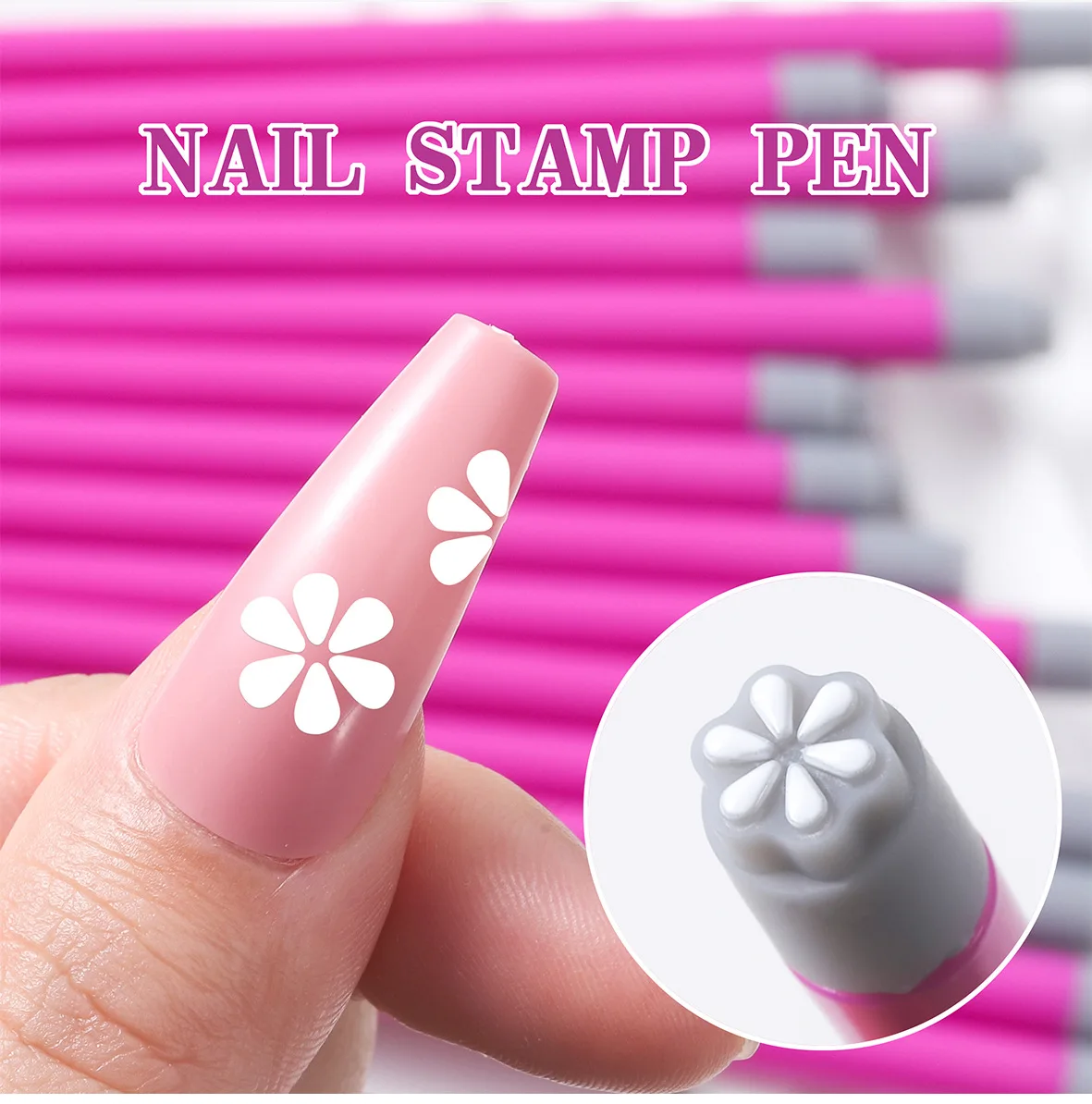Silicone-Tip Nail Art Stamping Pen — Butterfly & Floral DIY Transfer Tool | Easy Nail Art Painting Stamper — Ideal for Beginners