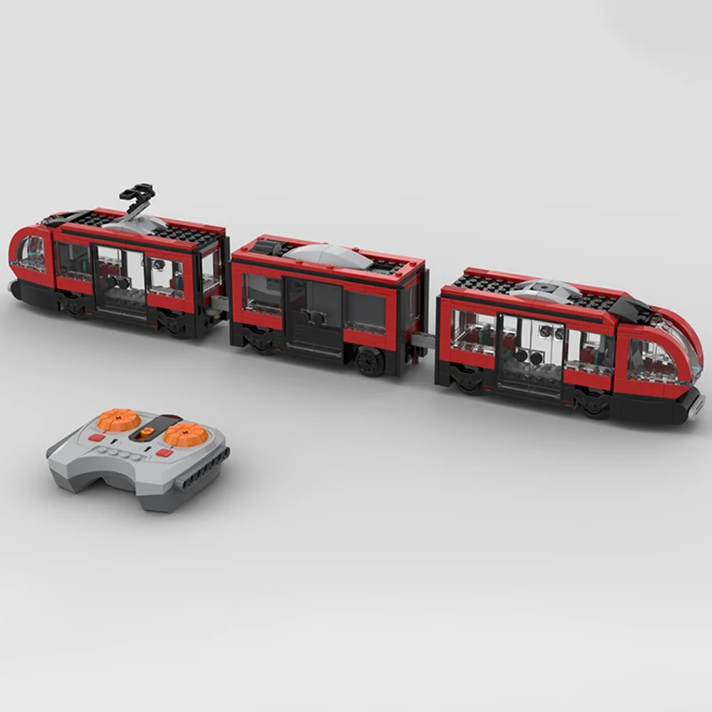 Bloques de construcción personalizados MOC, locomotora eléctrica con ferrocarril central con función de potencia, bloques de modelismo, juego de juguetes populares DIY para niños