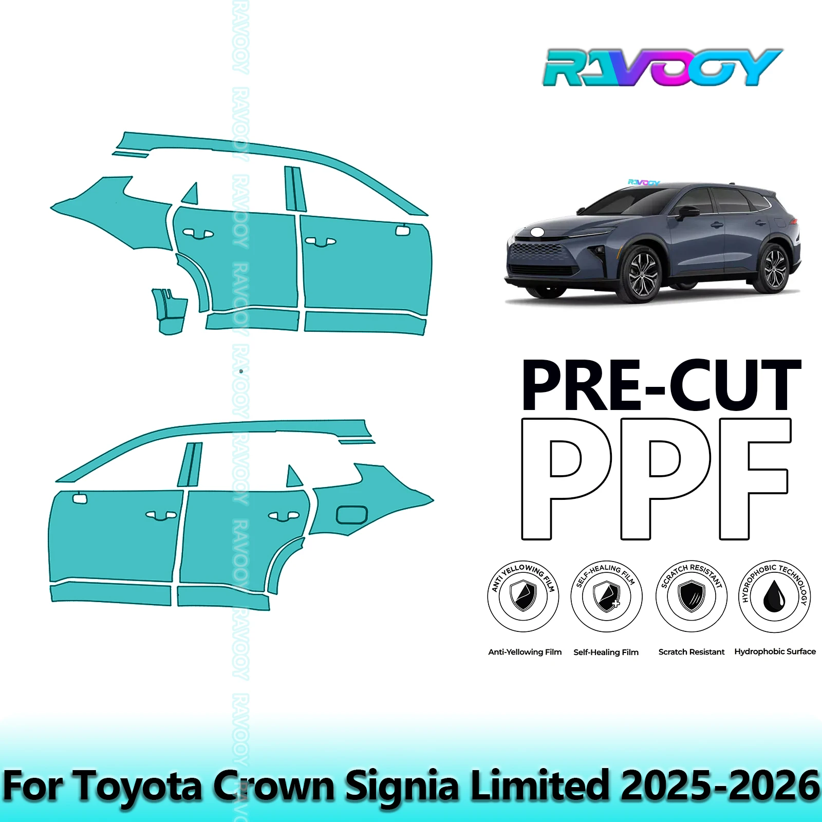 

For Toyota Crown Signia Limited 2025-2026 8.5mil Clear Matte Pre-Cut PPF Door & A/B Pillar Kit TPU Paint Protection Film Set
