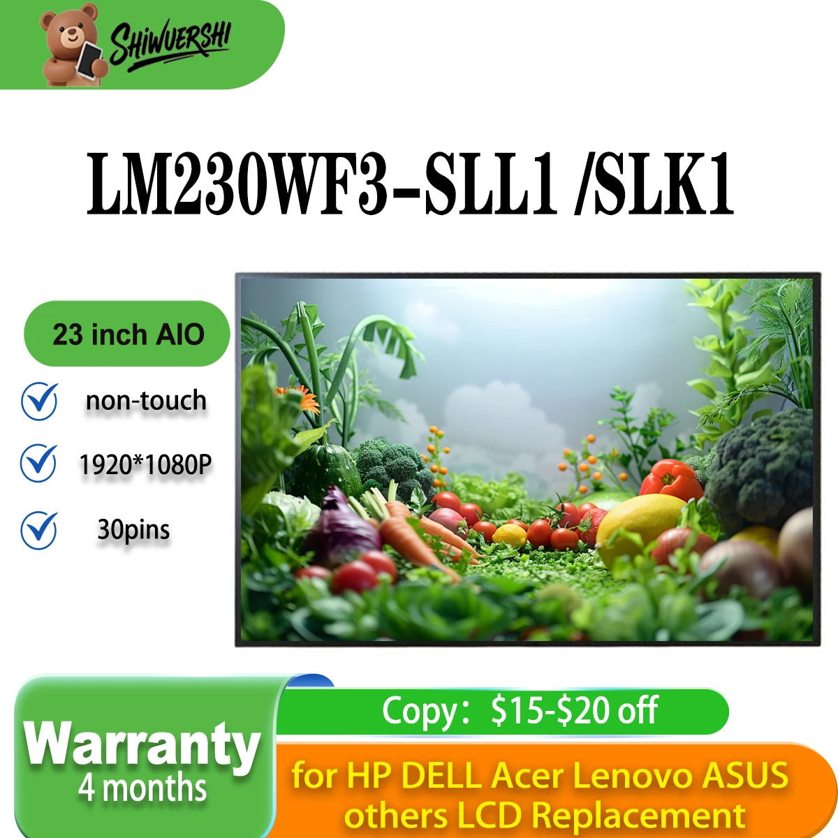 

23-дюймовый новый оригинальный ЖК-дисплей FHD LM230WF3 SLL1 LM230WF3-SLL1 LM230WF3 SLK1 LM230WF3-SLK1 30 контактов 1920*1080P