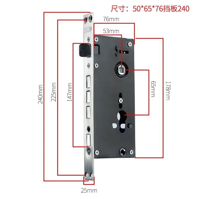 Mechanical Lock Body for Anti-theft Door Lock Engineering 24 * 240 Square Head 30 * 240 Cylindrical Lock Body