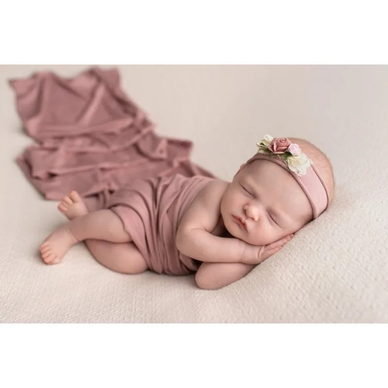 2 шт./компл., набор резинок для фотосъемки новорожденных с бесплатной повязкой на голову, эластичное одеяло из молочного флиса для фотосессии на первый месяц для маленьких мальчиков и девочек