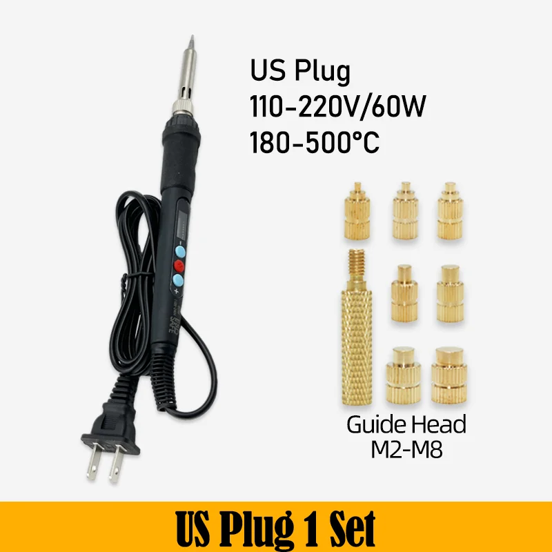 Heat Set Einsatz Presswerkzeug Elektrische Lötkolbenspitze M2 M3 M4 M5 M6 M8 Gewinde Messing Einsätze Mutter eingebettetes Kit für 3D-Druck