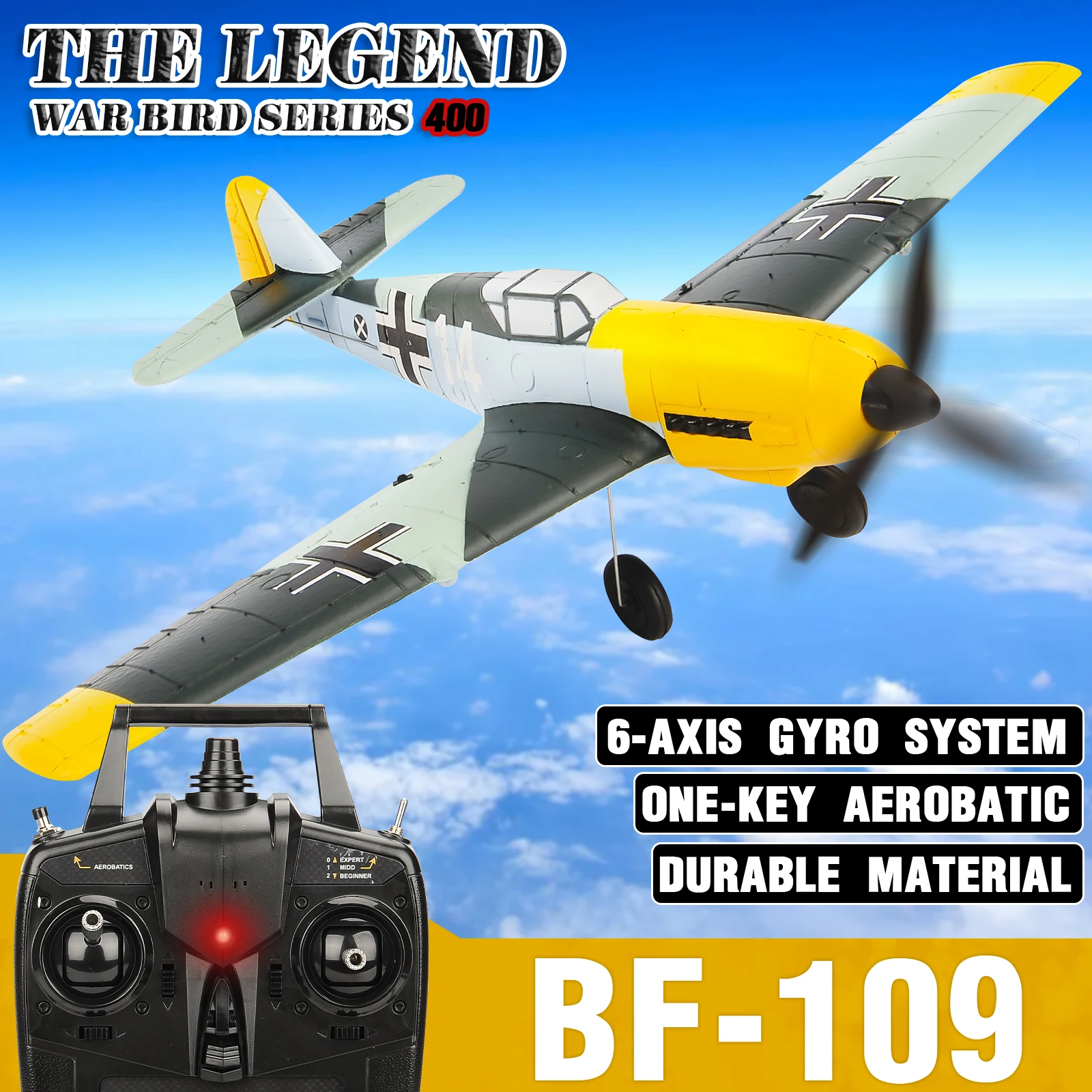 FREMEGO 400mm 제로, BF109, 스핏파이어, P40, P51D 머스탱, F4U Corsair 4-Ch RC 비행기, 2.4G 6 축 RTF A6M 비행기, RC 전투기 장난감 선물