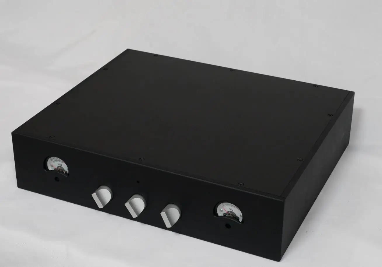 NEW fashion full aluminum VU meter power amplifier DIY case Enclosure  Audio chassis 430*100*358mm