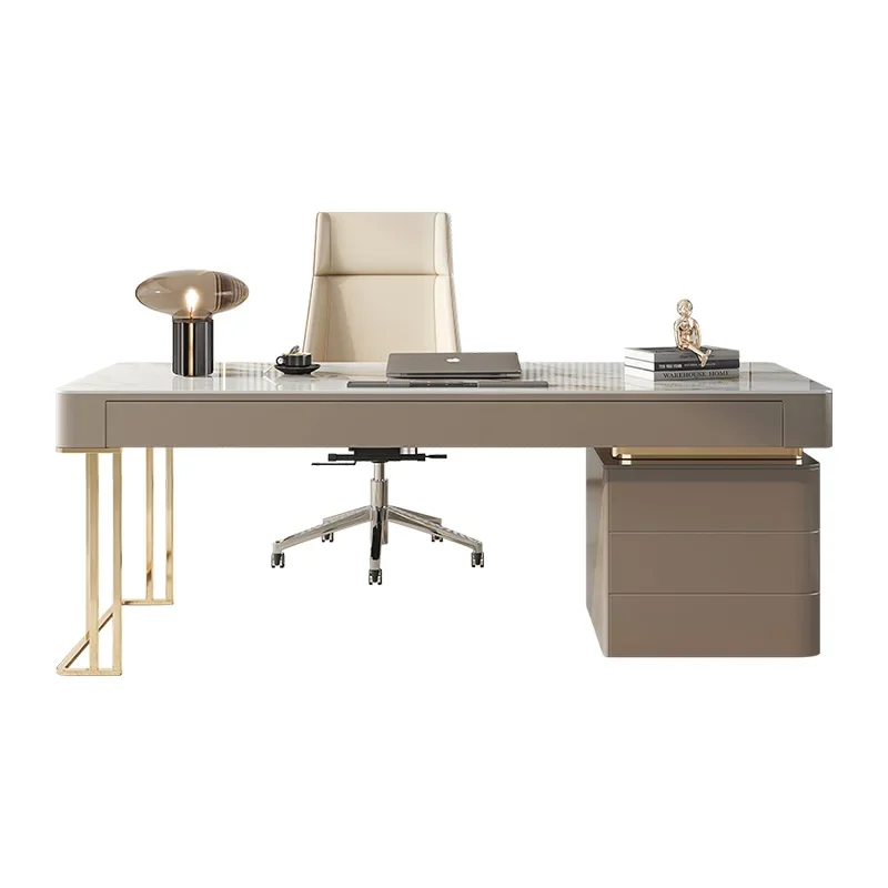 Rock Slab โต๊ะ Small Apartment Scandinavian Study Luxury Office Desk โต๊ะคอมพิวเตอร์ Modern Writing Desk Home