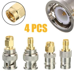 Kit de conectores SMA a BNC, convertidor de adaptador Coaxial, 4 piezas, macho, hembra, Radio Ham, escáner de antena HT, Dongle SDR