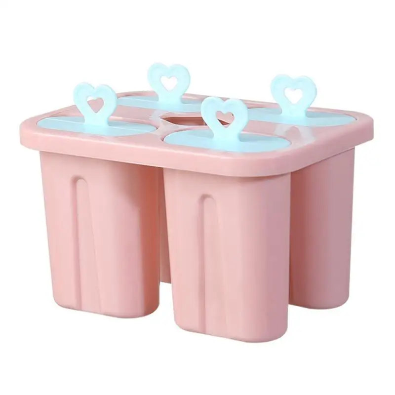 Ice Cream Mold 4 Cells DIY Homemade Ice-lolly Reusable Popsicle Mold With Sticks For Summer Kitchen Accessories